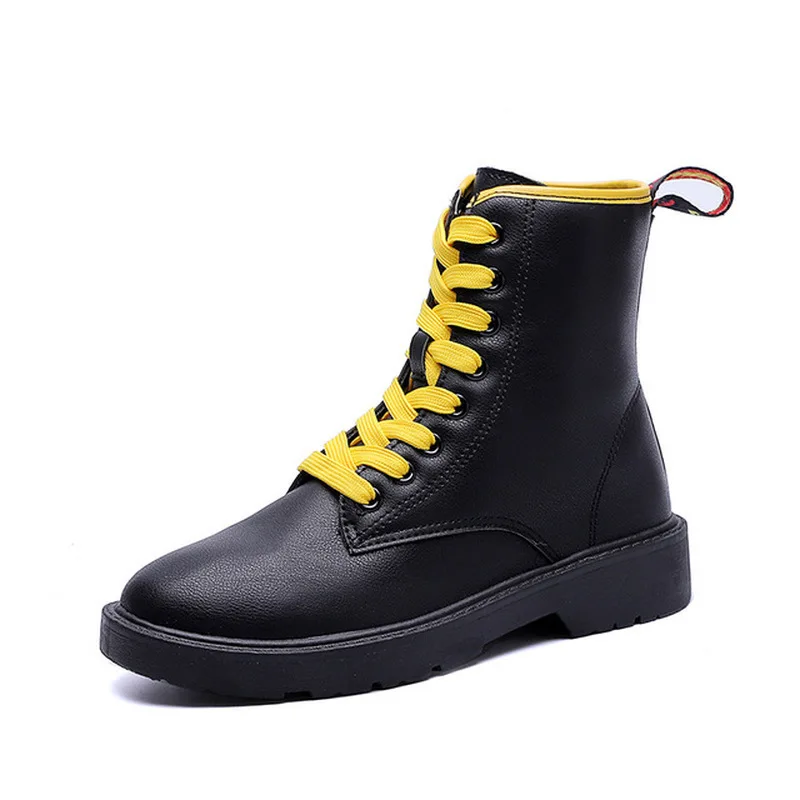 Качественные женские ботинки из искусственной кожи Модная обувь на шнуровке