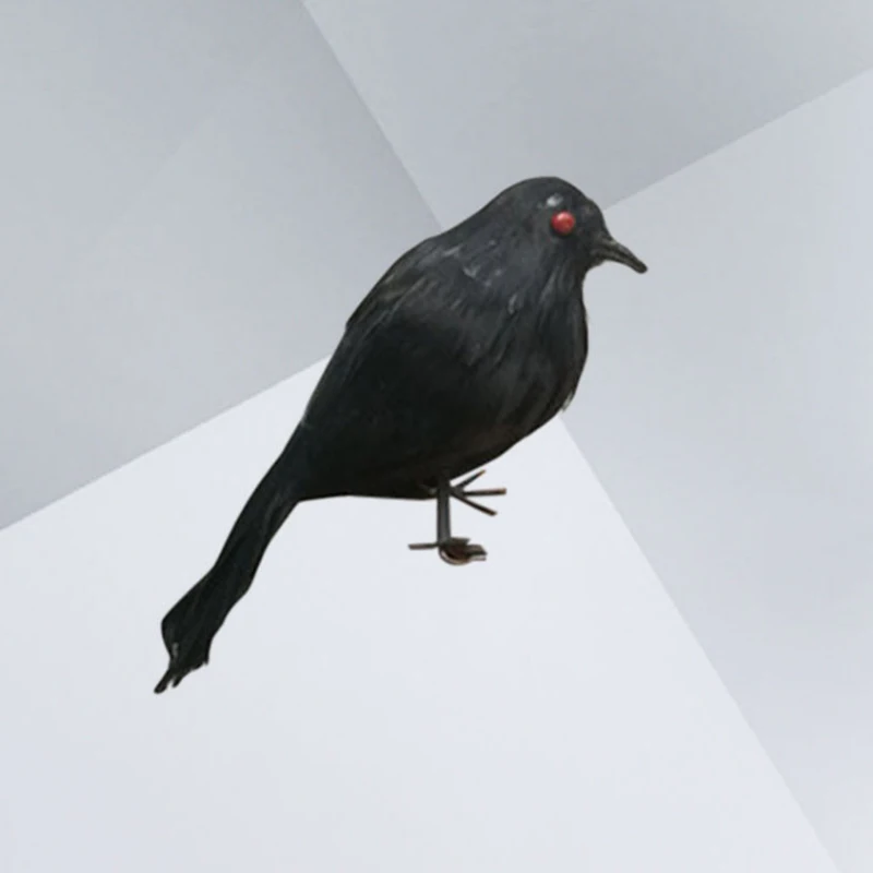 Жуткий черный Пернатый реалистичный страшный Ворон реквизит декор для сада