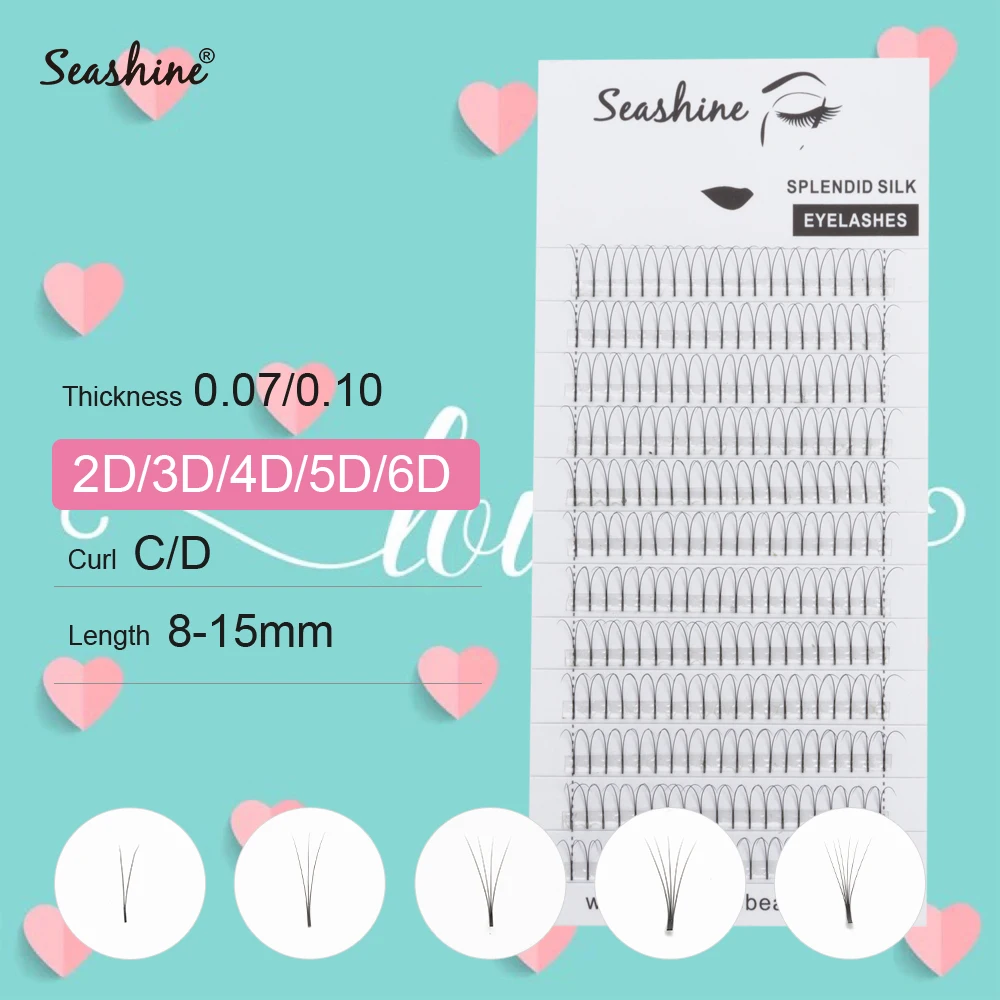 

Seashine Individual Lashes Extension Long Stem 3D 4D 5D 6D 7D 0.05 Thickness Russian Volume Lashes Extensions Premade Fans Lash