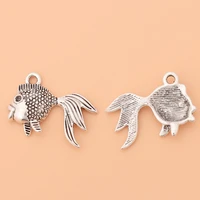 50pcslot tibetan silver goldfish fish charms pendants beads for bracelet necklace jewelry making accessories