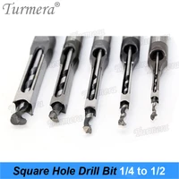 turmera 14 to 12 square hole drill bit 45 steel mortising drilling woodworking tools for drill square opening screwdriver 7pcs