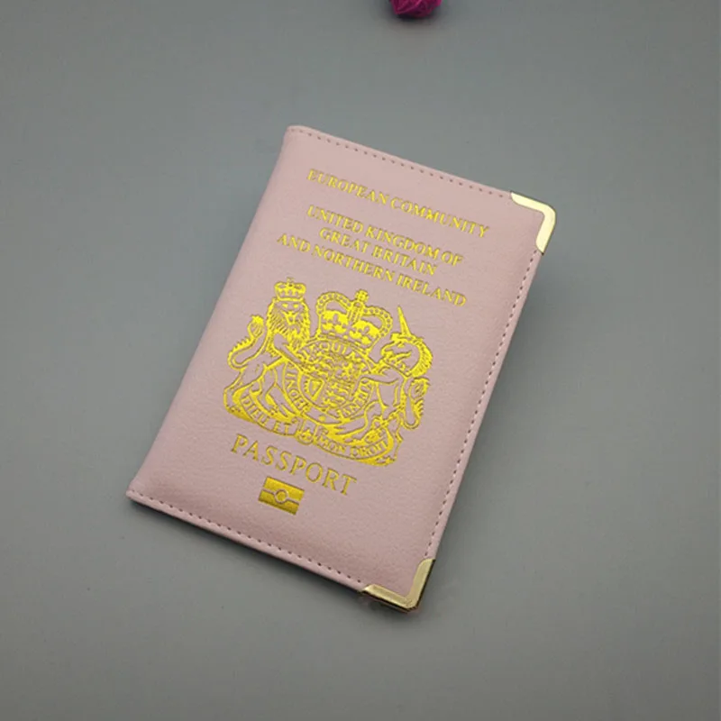 Женские заграничного паспорта крышка UK искусственная кожа розовый чехол для