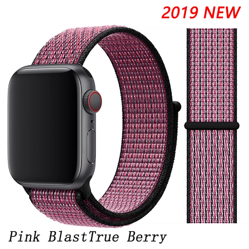 Ремешок для apple watch 5 4 ремешок 44 мм 40 мм Correa 42 мм 38 мм iwatch 5 4 3 2 нейлоновый браслет pulseira ремешок для часов - Цвет ремешка: Pink BlastTrue Berry