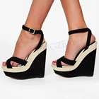 LAIGZEMженские туфли-лодочки на платформе; Босоножки из искусственной замши в стиле пэчворк, визуально увеличивающие рост; Женская обувь; Zapatos; Большие размеры 45, 48, 50, 52