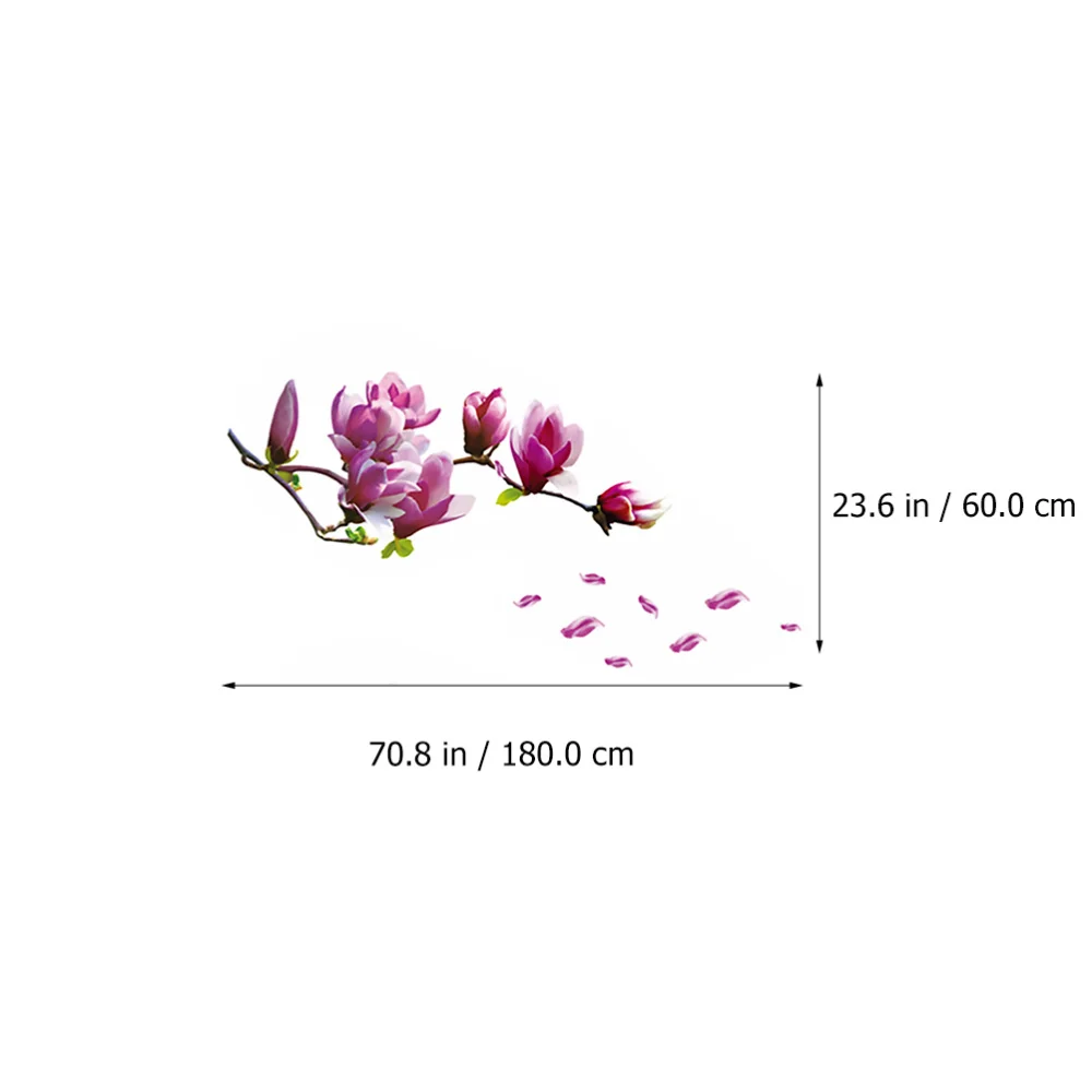 

2pcs Magnolia Flower Wall Sticker Self-adhesive Flower Decorative Decal
