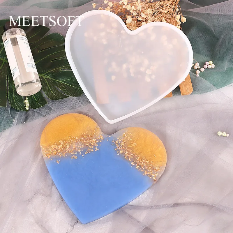 MEETSOFT Heart Epoxy Resin Silicone Molds of DIY Handmade Making Findings Jewelry Accessory Coaster Decoration Components Tools