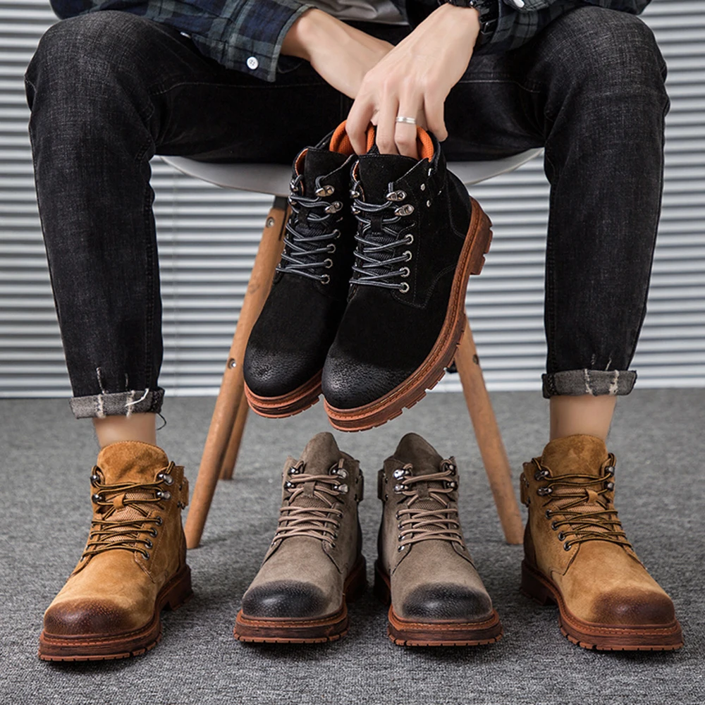 

2019 New Men's Winter Snow Boots Martin Boots Men Ankle Boots Men Casual Shoes High Quality Outdoor Work Shoes cowboy boots mens