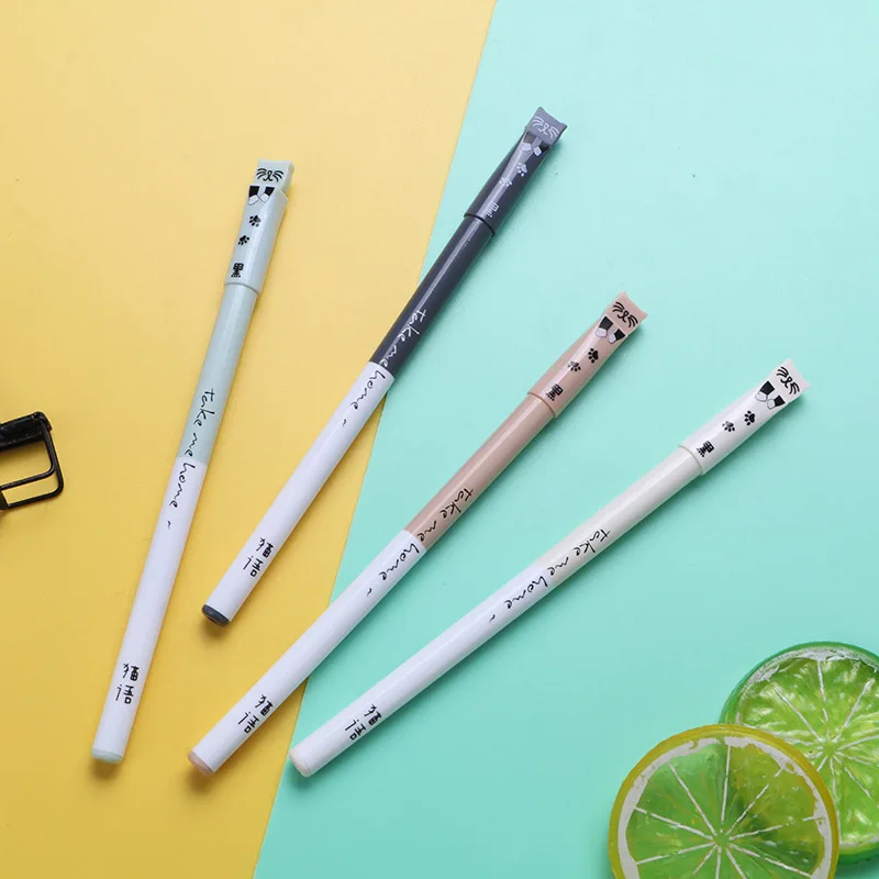 

48 шт./лот креативная гелевая ручка в виде кошки, милая 0,5 мм черные чернила, авторучки для подписей, рекламный подарок, канцелярские принадле...