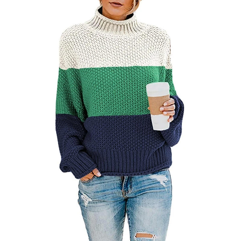 Женская теплая коллекция осень-зима 2019 Женский вязаный пуловер большого размера