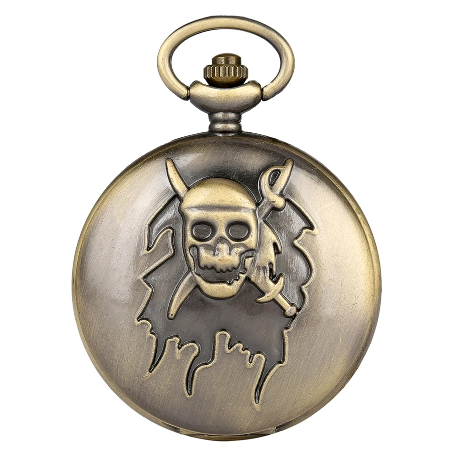 Мужские и женские кварцевые часы в стиле ретро бронзовые карманные с пиратским