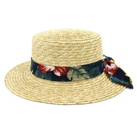 summer hat women sun beach straw panama ribbon wide brim flat holiday outdoor cap accessory for lady