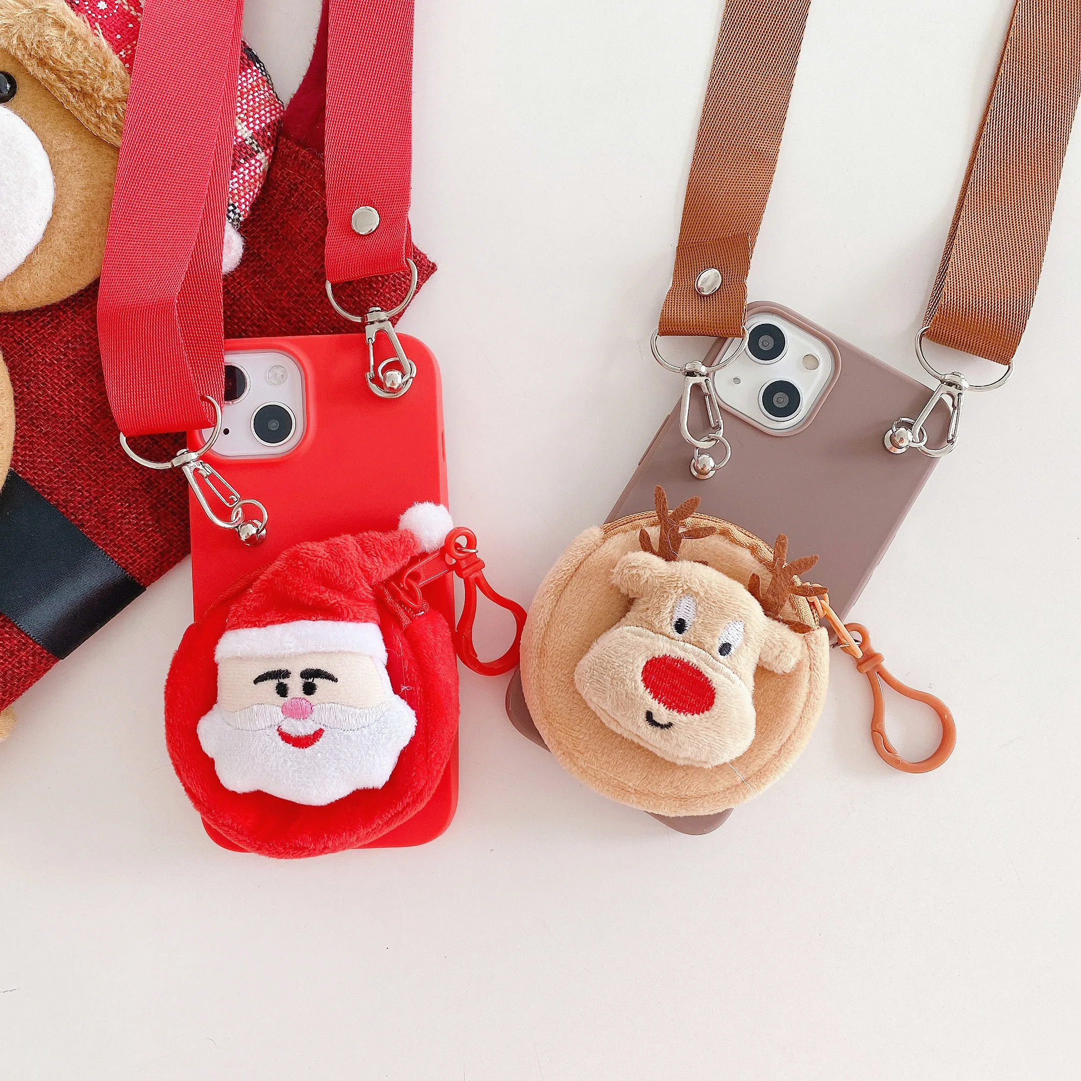 

For Honor 8 9 10 20 30 Lite Pro 8X 9X Gift Christmas Man Deer Coin Purse Case Phone Back Cover Shell Long Shoulder Lanyard