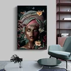 Африканские женщины цветы холст картина на стену абстрактные девушки постеры и принты на стену картины для гостиной домашний декор