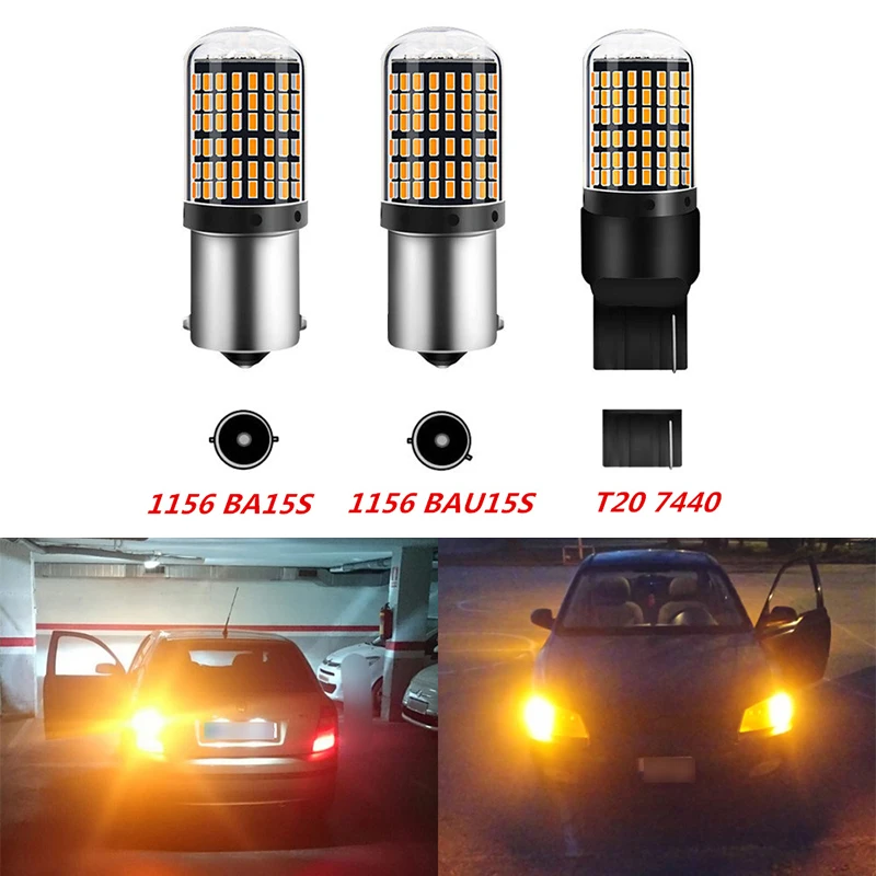 2 шт Автомобильный светодиодный светильник лампы нет Hyper Flash 144 SMD 4014 T20 7440 W21W 1156 7507
