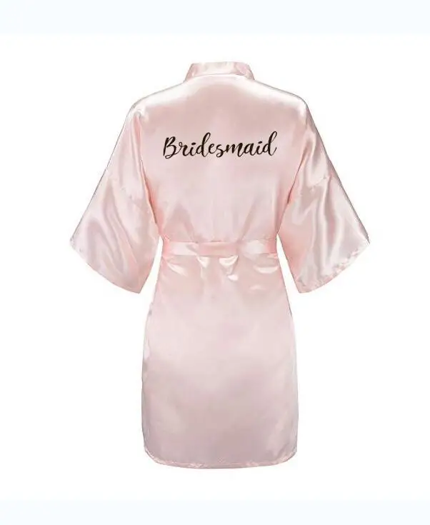pink Bridesmaid Халат невесты с белыми черными буквами мать сестра невесты свадебный подарок халат кимоно атласные халаты - Цвет: pink Bridesmaid