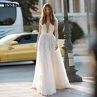 Женское кружевное свадебное платье с V-образным вырезом