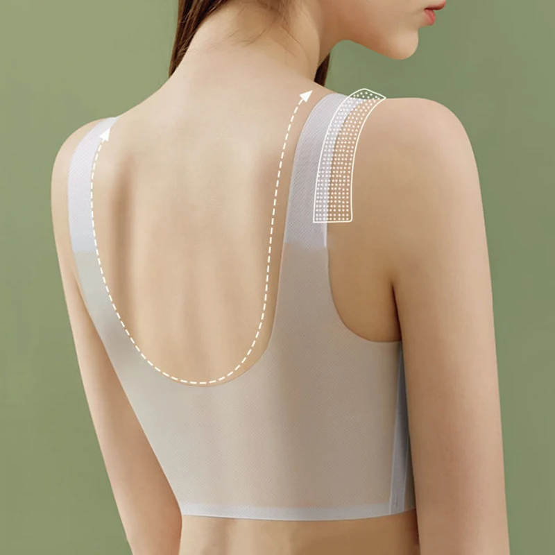 3pcs/set Women Underwear One-piece Seamless Ice silk Breathable Hole Cups Gathered Vest-style Bra Girls Summer Ultra-thin Mesh