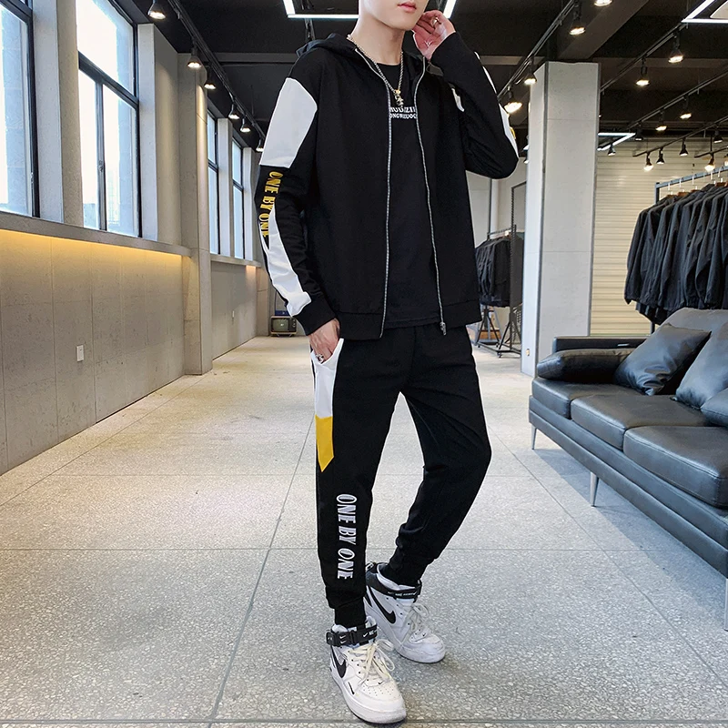 

2019 Fashion Winter Tracksuit Set Jacket Men Sweatsuits Track Suit Pants Men Sweat Hoody Suit Set Sportwear Hommes Coat JJ60NT