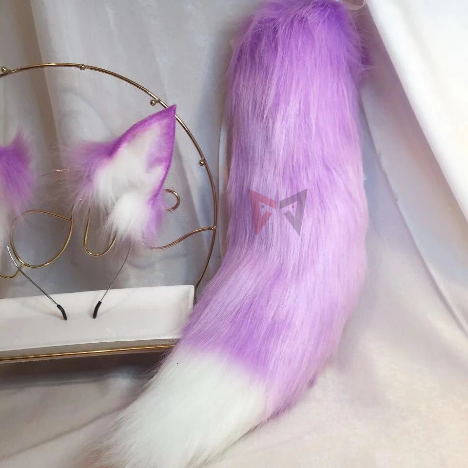 Обруч для волос с лисьими ушками фиолетовый черный|Аксессуары костюмов| |