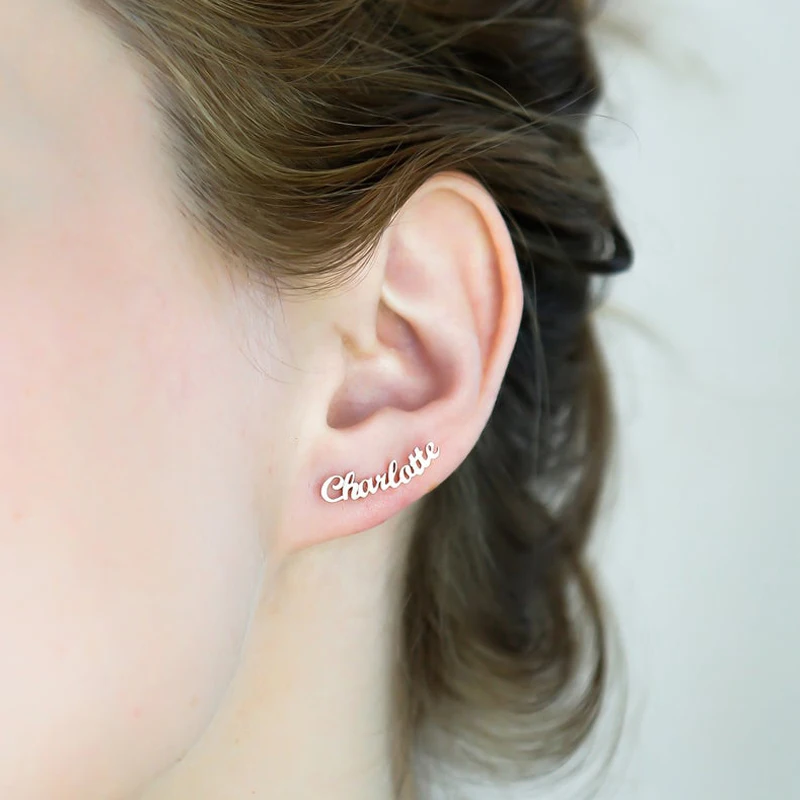 1 пара пользовательское имя серьги для Womnen цвета: золотистый серебристый Цвет