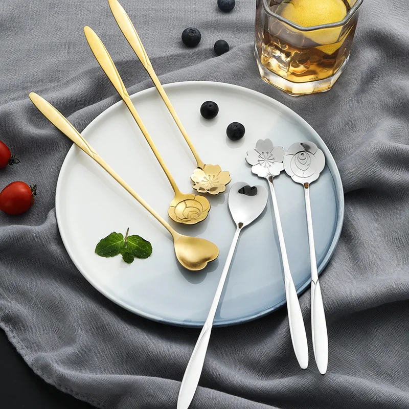 

Creative Stainless Steel Tableware Ice Cream Coffee Spoon Desserts Tea Honey Stirring Long Handle Dinnerware Kitchen Accessories