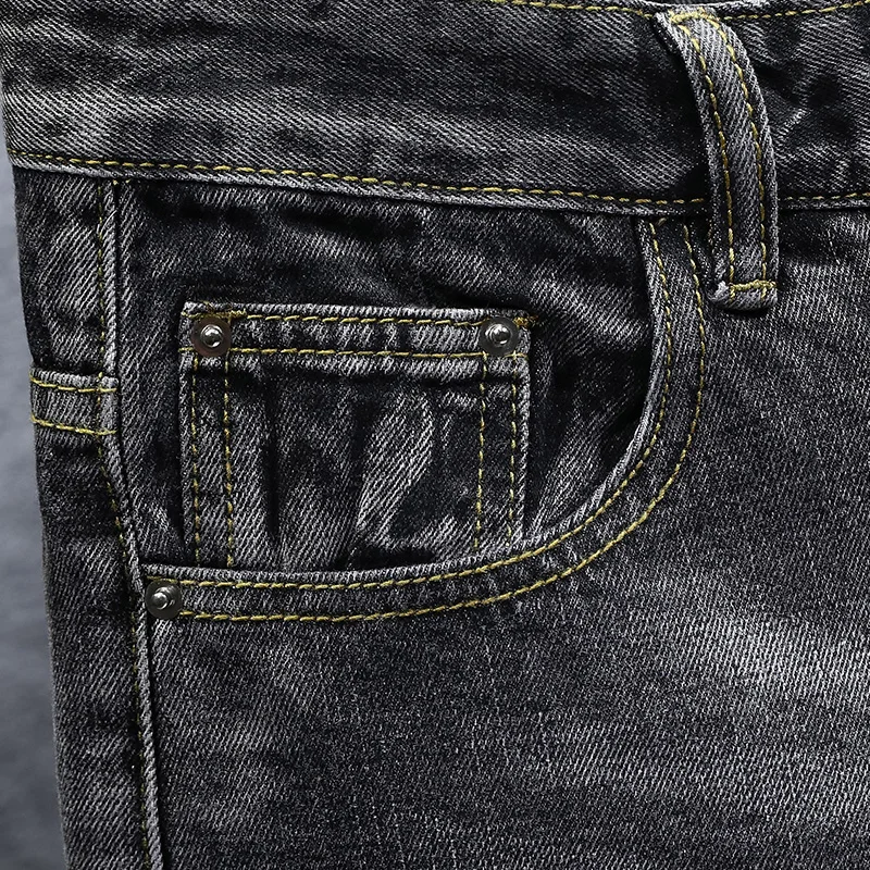 Мужские облегающие джинсы в китайском стиле повседневные хлопковые джоггеры с