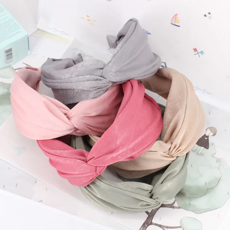 

Women Knotted Cross Hairbands Solid Color Headband Girls Fashion Wide Edge Hairbands High Elasticity Headband New Arrival