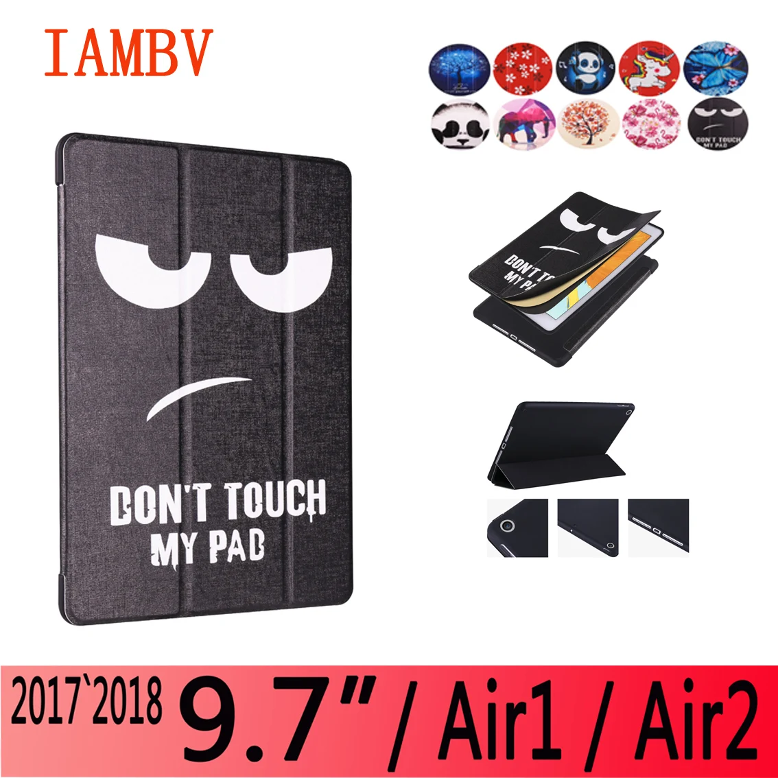 Чехол для iPad 9 7 дюйма Air1 Air2 Умный Магнитный чехол сна с цветным рисунком мягкий