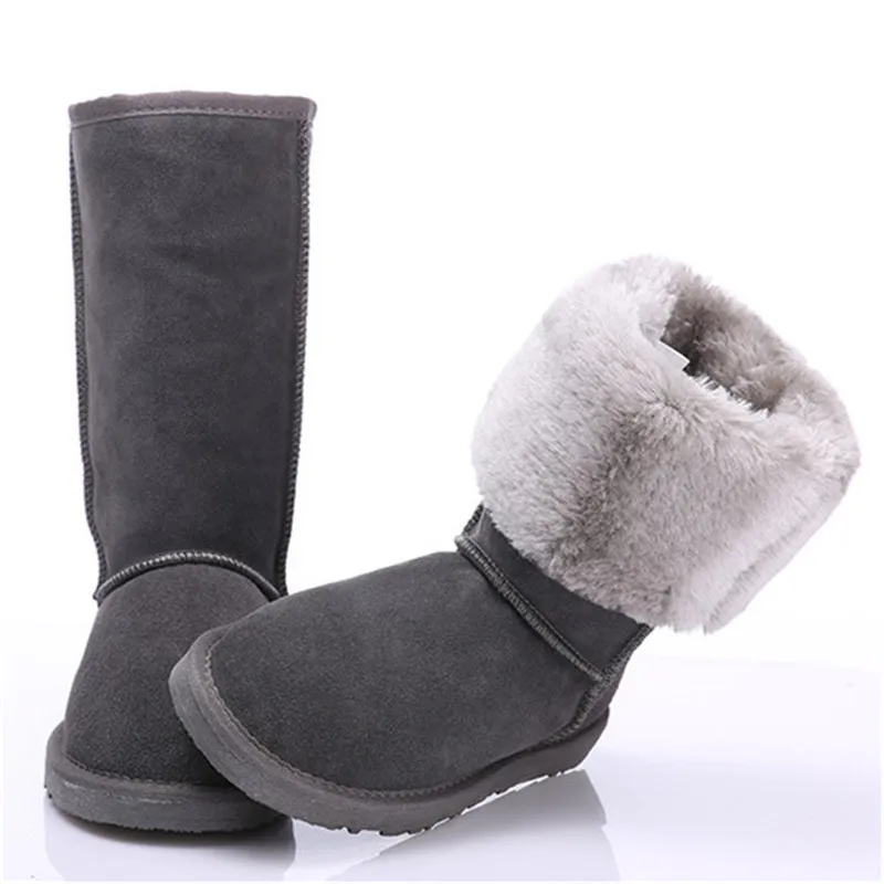 Mujer Botas/высокое качество Модные женские зимние сапоги из натуральной кожи Зимние