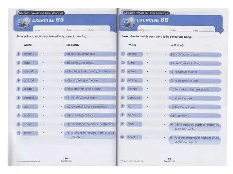 

6 Books 7-12 years old SAP Learning Vocabulary Singapore English Vocabulary Exercise Book Set