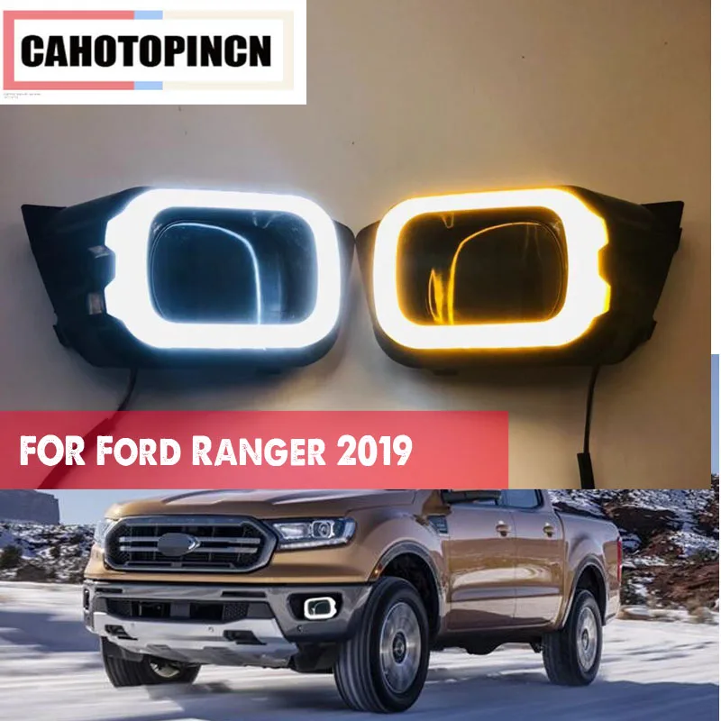 2PCS LED Daytime Running Light For Ford Ranger T8 2019 2020 Yellow Turning Signal Relay Waterproof Car 12V DRL Lamp | Автомобили и