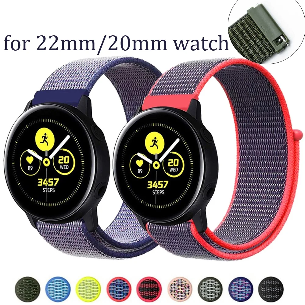 Спортивный ремешок 22 мм 20 для samsung galaxy watch active 46 42 S3/S2 Frontier/Classic huami amazfit bip band