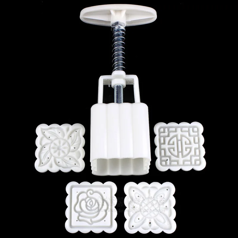 5Pcs Stamps 50g Square Flower Moon Cake Mold Mould Pastry Mooncake Hand DIY Tool | Дом и сад