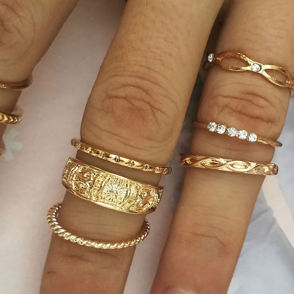Набор женских колец 12 шт. Европейский Винтажный набор кольца на концах пальцев