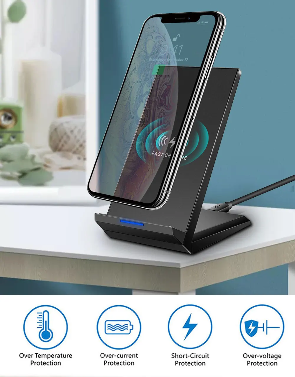 15 Вт Qi Быстрое беспроводное зарядное устройство для samsung S10 9 plus Note10 iPhone Xr 11 Pro Max 8Plus HUAWEI P30 Pro Xiaomi Mi9 зарядная станция