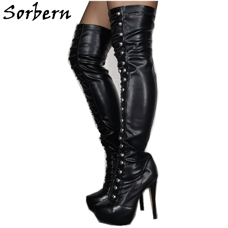 Sorbern/модные сапоги до середины бедра Женские Сапоги выше колена на платформе и