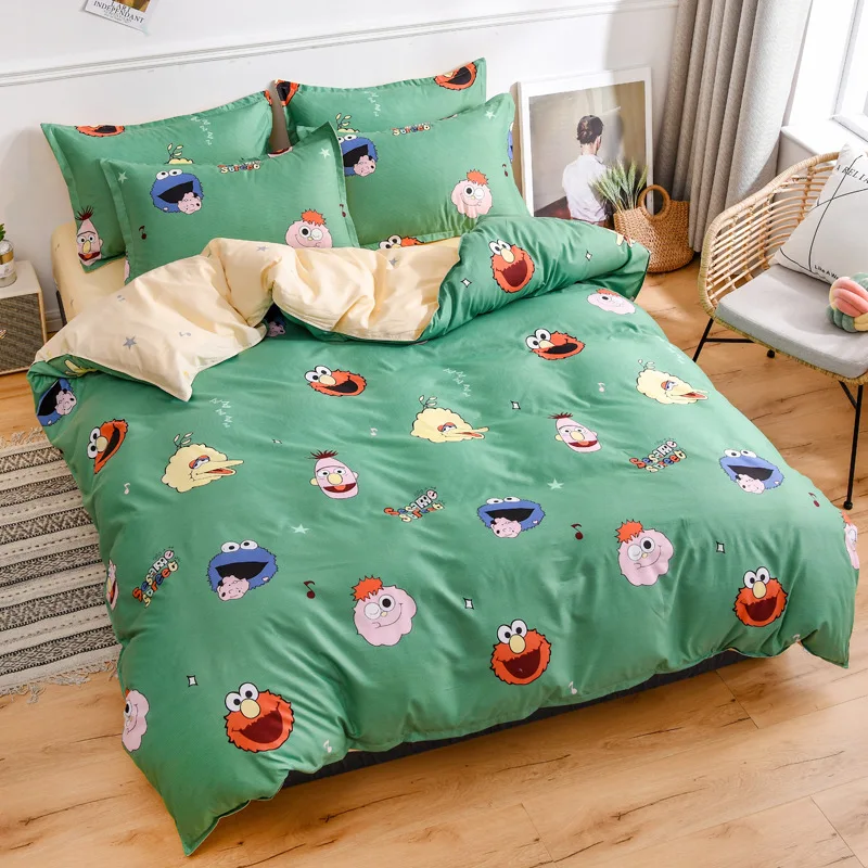 

4PCS Duvet Cover Set Cartoon Animation Printing Bedding Set Quilt Cover Pillowcase Cartoon Plus Size Bed Set Home Textile