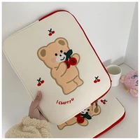 12 9 inch tablet case laptop bag cute cartoon cherry bear embroidery laptop bag for ipad pro 9 7 10 5 11 13 inch ipad liner bag