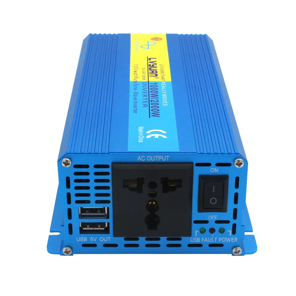 $59.99 2000W Pure Sine Wave Inverter DC 12V/24V to AC 220V 230V 50Hz/60Hz Voltage Transfer Solar Power Converter Universal Socket