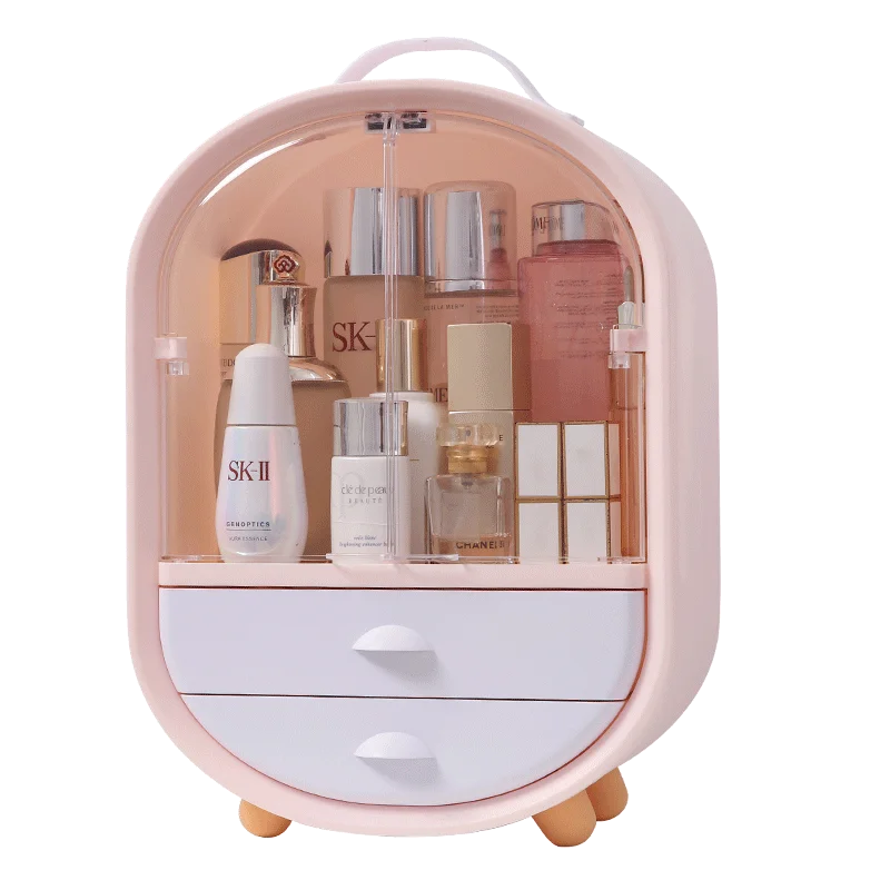 pink Большой ящик для косметики, высокое качество, пластиковый акриловый ящик для косметики, органайзер для хранения, Q1000 - Цвет: pink