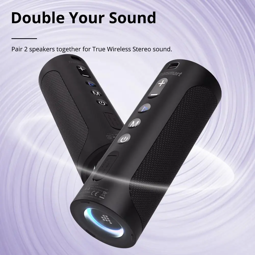 Tronsmart T6 Pro 45W Bluetooth 5.0 Portable Lighting Speaker with Built-in Powerbank IPX6 Waterproof Type-C 24 hours of Playtime |