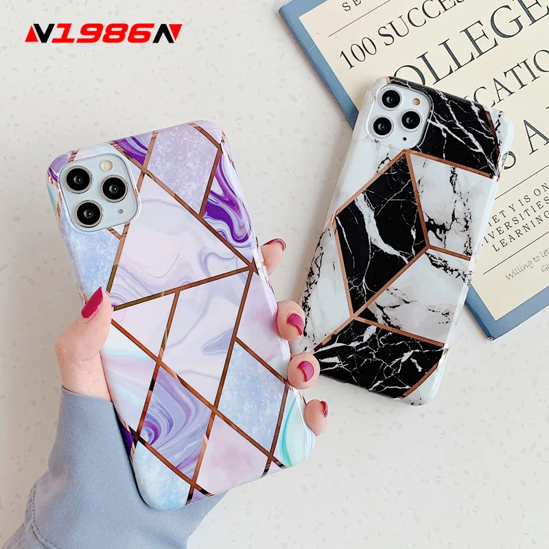 N1986N геометрический чехол для iPhone 11 Pro X XR XS Max 6 6s 7 8 Plus SE телефона роскошное покрытие
