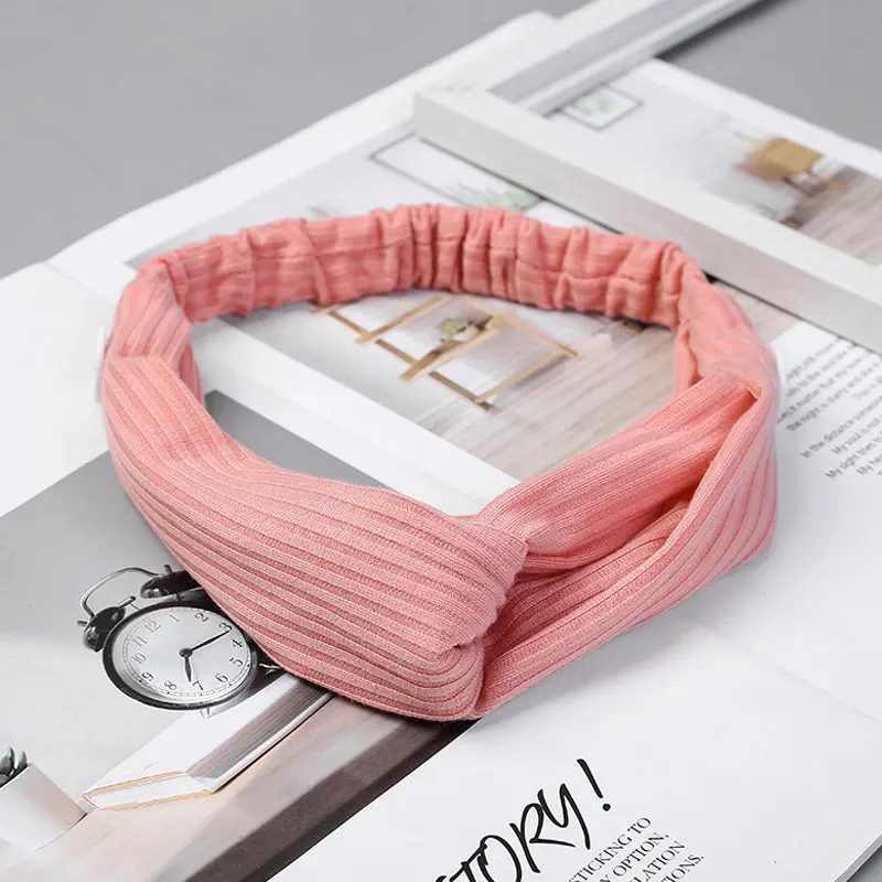 

Women Headbands Hair Accessories Cross Top Knot Elastic Hair Bands Soft Solid Color Girls Hairband Wide Twisted Knotted Headwrap
