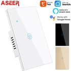 ASEER Wifi настенный сенсорный выключатель с дистанционным управлением 1 банда стандарт США Bluetooth светильник переключатель AC100-240V,Tuya,Alexa,Google