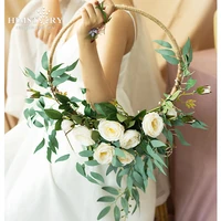 himstory bridal bouquet yellow white flower boho bouquet artificial silk floral bouquet wedding bouquet wedding accessories