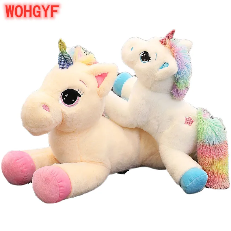 

Плюшевая игрушка Счастливая звезда Единорог Мягкая Радужная лошадь Подушка Пегас Рождественский подарок для детей милый подарок на день С...