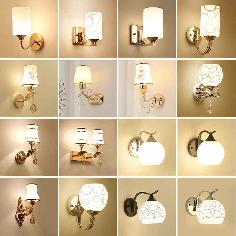 

Decorative Led Wall Lamp Iron Night Reading Beside Lamp Home Stairs Vintage Loft Sconce Wall Lights Glass Ball Gold Black E27