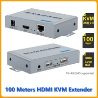 hdmi kvm usb extender 1080p over cat5e6 ethernet cable 100m 330ft for mouse and keyboard control remote signals