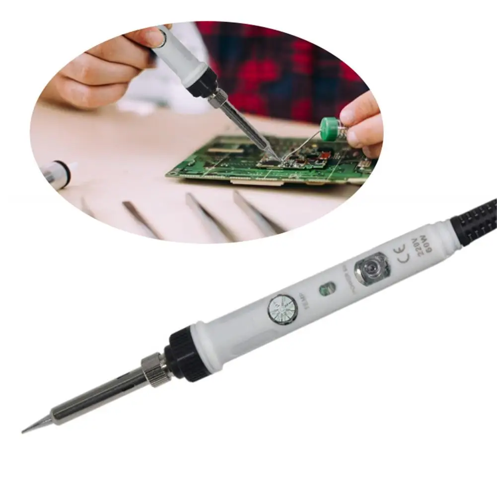 

Электрический паяльник с регулируемой температурой и термостатом, легкий портативный паяльник, набор электроники 60 Вт, сварочный инструме...