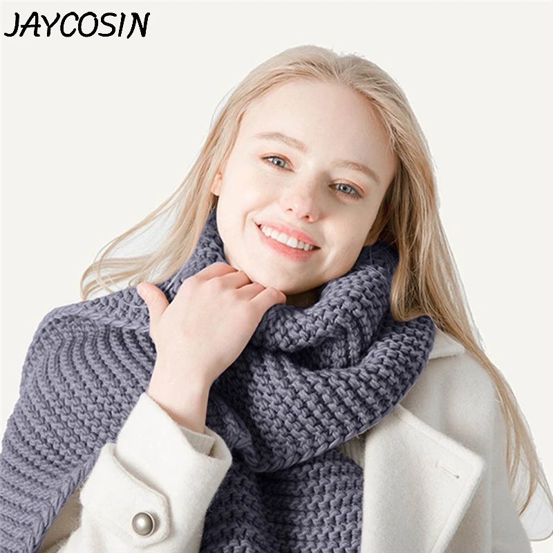 Unisex Scarf Coarse Woollen Handmade Solid Color Ladies Fashion Winter Keep Warm Thickened Knit foulard femme a21 |